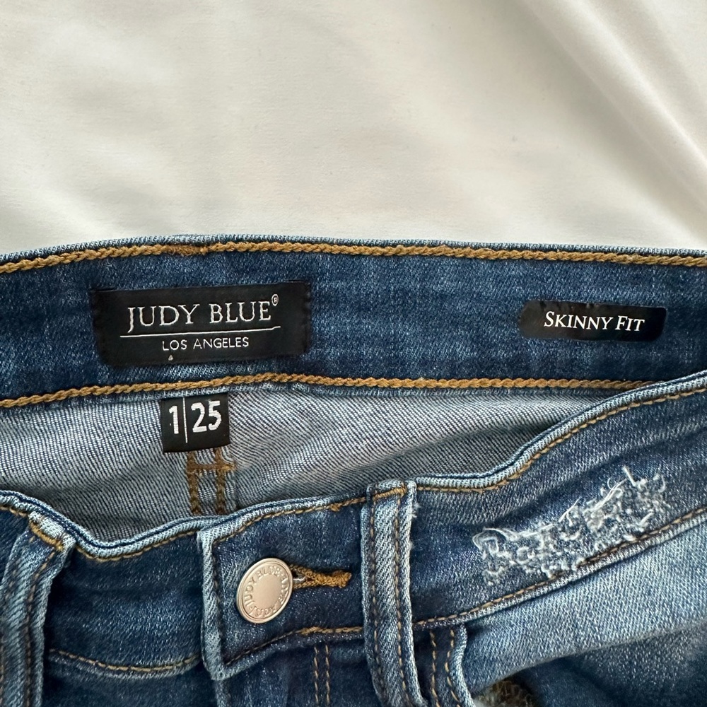 Distressed Jeans With Leopard Print Patch - image 4